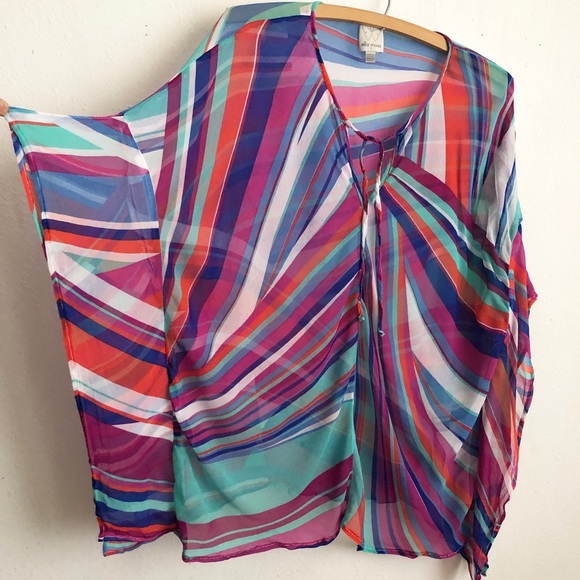 Ella moss blouse colorful rainbow prints small - Picture 2 of 4